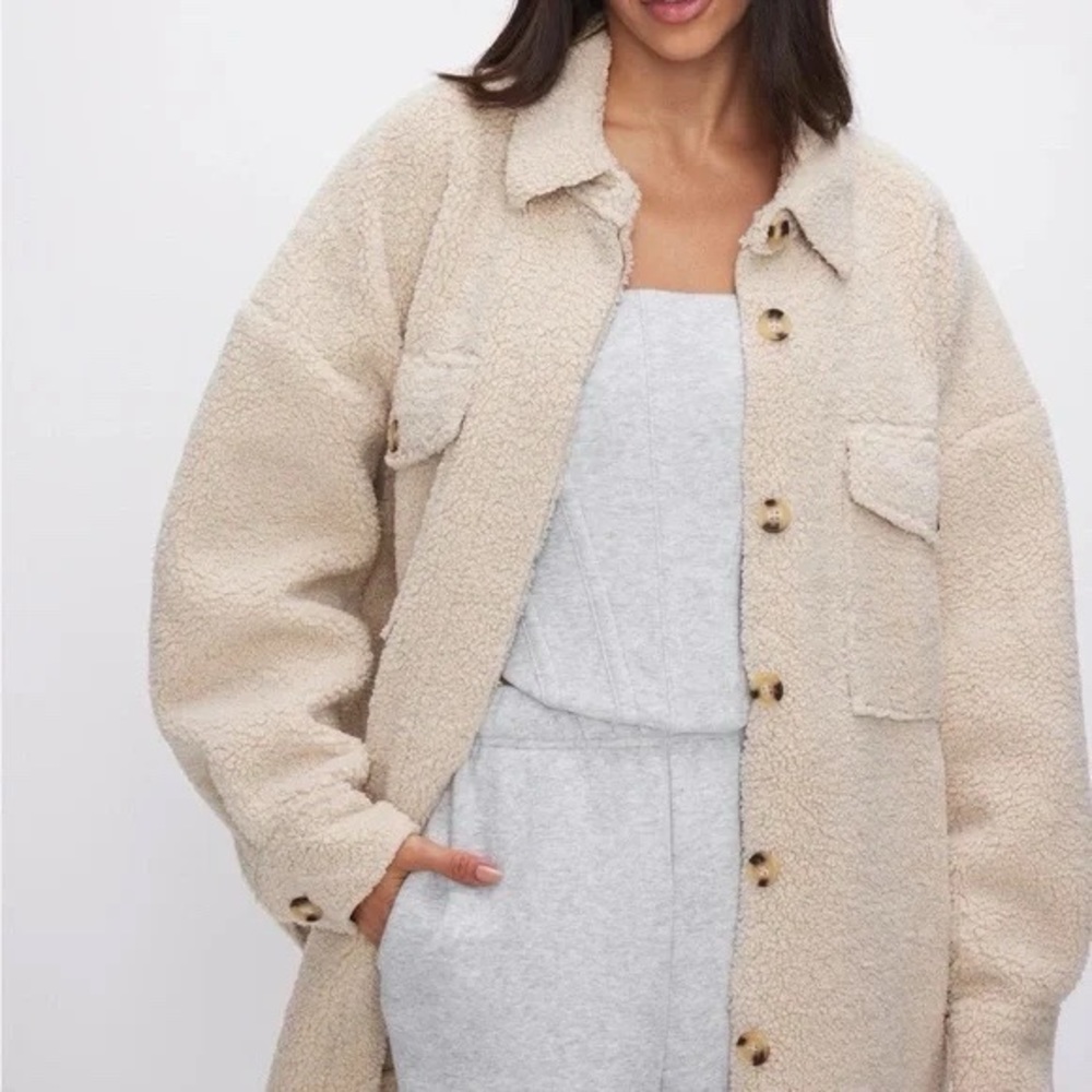 Good American Tusk Sherpa Shacket - Size 1/2 (small/medium)